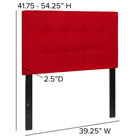 Flash Furniture Bedford Tufted Upholstered Twin Size Headboard - Red Fabric-Box Stitch Design