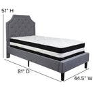 Flash Furniture Brighton Twin Size Tufted Upholstered Platform Bed with Pocket Spring Mattress - Light Grey Fabric-Light Grey Fabric Upholstery