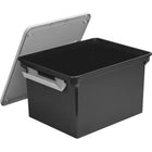Staples Letter/Legal File Tote with Locking Handles, 35L, Black-Comfort-grip handles allow for easy carrying