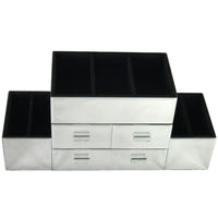 Elegance Mirrored Jewelry Organizer With 3 Drawers And 7 Compartments-The 3 Drawers Mirrored Organizer includes 7 extra storage compartment and a gorgeous mirrored finish, giving you plenty of space to house make up brushes, hair accessories, nail varnishes and more.