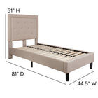 Flash Furniture Roxbury Twin Size Tufted Upholstered Platform Bed - Beige Fabric-Button Tufted