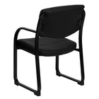 Flash Furniture Black Leather Executive Side Reception Chair with Sled Base-Curved Arms