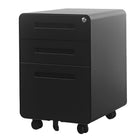 MotionGrey SteelCabin 3-Drawer Metal Steel File Steel Cabinet - Rolling Lockable Casters - Black-3-Drawer Filing Cabinet equipped with two utility drawer with adjustable drawer-dividers, one hanging-file drawer for letter and legal folders