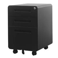 MotionGrey SteelCabin 3-Drawer Metal Steel File Steel Cabinet - Rolling Lockable Casters - Black-3-Drawer Filing Cabinet equipped with two utility drawer with adjustable drawer-dividers, one hanging-file drawer for letter and legal folders
