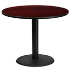Flash Furniture 36" Round Mahogany Laminate Table Top with 24" Round Table Height Base-Hospitality Table
