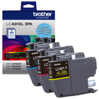 Brother Genuine LC401XL 3PK High Yield 3-Pack Color Ink Cartridges-Cyan/Magenta/Yellow