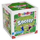 The Green Board Games Brainbox - Soccer-Ten Minute Brain Challenge: Players study the pictures-and-facts side of the card for 10 seconds, and then flip to the other side to see how many questions they can answer.