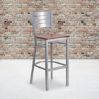 Flash Furniture HERCULES Series Silver Slat Back Metal Restaurant Barstool - Cherry Wood Seat - 2 Pack-Welded Joint Assembly