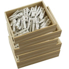 JAM Paper Wood Clothing Pin Clips, Medium, 1 1/8, White, 5 Packs of 50, 250 Total (2230719109g)-White