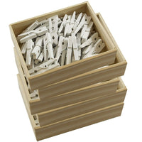 JAM Paper Wood Clothing Pin Clips, Medium, 1 1/8, White, 5 Packs of 50, 250 Total (2230719109g)-White