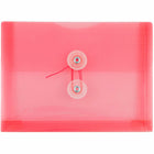 JAM Paper Plastic Envelopes with Button and String Tie Closure Index Booklet - 5.5" x 7.5" - Pink - 12 Pack -Colour: Pink 