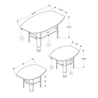 Monarch Specialties 7928P Table Set - 3Pcs Set/Black/Grey Top-Product Dimensions: 36 Inch L x 22 Inch D x 16 Inch H (coffee table), 20 Inch L x 20 Inch D x 20 Inch H (end tables)