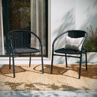 Flash Furniture Black Rattan Indoor-Outdoor Restaurant Stack Chair-Designed for Indoor or Outdoor Use