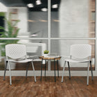 Flash Furniture HERCULES Series Plastic Stack Chair with Titanium Grey Powder Coated Frame - White-Designed for Commercial Use