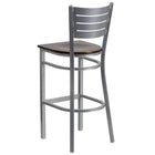 Flash Furniture HERCULES Series Silver Slat Back Metal Restaurant Barstool - Walnut Wood Seat-Walnut Finished Wood Seat