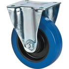 Kleton Blue Caster, Rigid, 5" (127 Mm), Rubber, 400 Lbs. (181 Kg.) - 6 Pack-Bolt Hole Size 3/8" (9.52 mm)