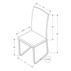 Monarch Specialties 1093 Dining Chair - White Leather-Look/Chrome - 2 Pack-Dimensions: 38 x 17 x 21