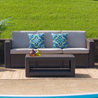 Flash Furniture Chocolate Brown Faux Rattan Coffee Table-Open Storage: 30.5"W x 22"D x 8"H
