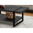 Monarch Specialties 2860 Coffee Table - Black Reclaimed Wood-Look/Black Metal-Black metal legs offer a modern touch and provide stability