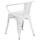 Flash Furniture Commercial Grade Metal Indoor-Outdoor Chair with Arms - White-Integrated Arms