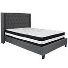 Flash Furniture Riverdale Full Size Tufted Upholstered Platform Bed with Pocket Spring Mattress - Dark Grey Fabric-Bed