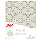 JAM Paper Circle Round Label Sticker Seals - 1-2/3" Diameter - Ivory - 120 Pack -English only packaging
