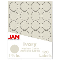 JAM Paper Circle Round Label Sticker Seals - 1-2/3" Diameter - Ivory - 120 Pack -English only packaging