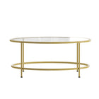 Flash Furniture Astoria Collection Glass Coffee Table with Matte Gold Frame-Clear Tempered Glass Surface