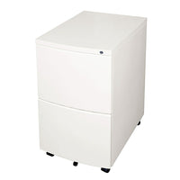 Heartwood 100-MMPFF Metal Mobile File-File Pedestal - White-Mobile file-file metal pedestal includes two file drawers that fit either legal or letter size files