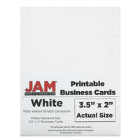 JAM Paper Printable Business Cards, 2" x 3.5", White, 100 Pack (22130975)-White printable business cards