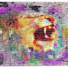 Designart Lion in the City Street Art Canvas Artwork, (PT3631-30-30)-Print