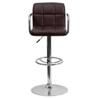 Flash Furniture Contemporary Brown Quilted Vinyl Adjustable Height Barstool with Arms & Chrome Base-Contemporary Style Stool