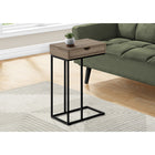 Monarch Specialties 3771 Accent Table - 25"H/Dark Taupe/Black Metal-1 pass-through storage drawer for storing remotes and other small items features wide cut-out handles on both sides for convenient access