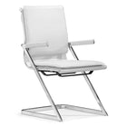Leatherette Concrete Conference Chairs, White, 2 Pack-White leatherette, chrome steel