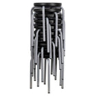 Flash Furniture Stackable Stool with Powder Coated Frame - Black/Silver-Standard Chair Height