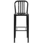 Flash Furniture 30" High Black Metal Indoor-Outdoor Barstool with Vertical Slat Back-Industrial Style Modern Barstool