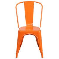 Flash Furniture Orange Metal Indoor-Outdoor Stackable Chair-Stackable Bistro Style Chair