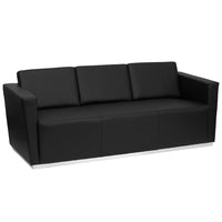 Flash Furniture Hercules Trinity Series Contemporary Leather Sofa with Stainless Steel Base, Black-Soft black leather upholstery ensures maximum comfort