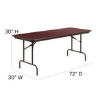 Flash Furniture 30'' x 72'' Rectangular Folding Banquet Table, Mahogany High-Pressure Laminate (YT3072HIGHWAL)-7