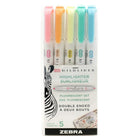 Zebra Mildliner Double Ended Pen-Style Highlighters - Assorted Fluorescent Colours - 5 Pack-Double ended: Bullet & Chisel Tip