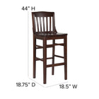 Flash Furniture HERCULES Series School House Back Walnut Wood Restaurant Barstool-Footrest