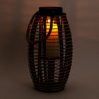 Truu Design Oval Rattan and Wooden Lantern, 22.5 x 8.25 inches, Brown-Material: MDF and rattan