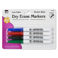 Charles Leonard Dry Erase Markers - Bullet Tip - 12 Pack (CHL47804)-Assorted Colours, Red, Blue, Black, Green