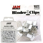 JAM Paper Office Desk Supplies Bundle, Paper Clips & Binder Clips, White (218334wh)-Paper clips and binder clips