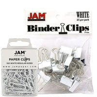 JAM Paper Office Desk Supplies Bundle, Paper Clips & Binder Clips, White (218334wh)-Paper clips and binder clips