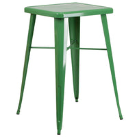 Flash Furniture 27.75" Square Metal Indoor-Outdoor Bar Height Table in Green (CH31330GN)-Green/metal, rubber