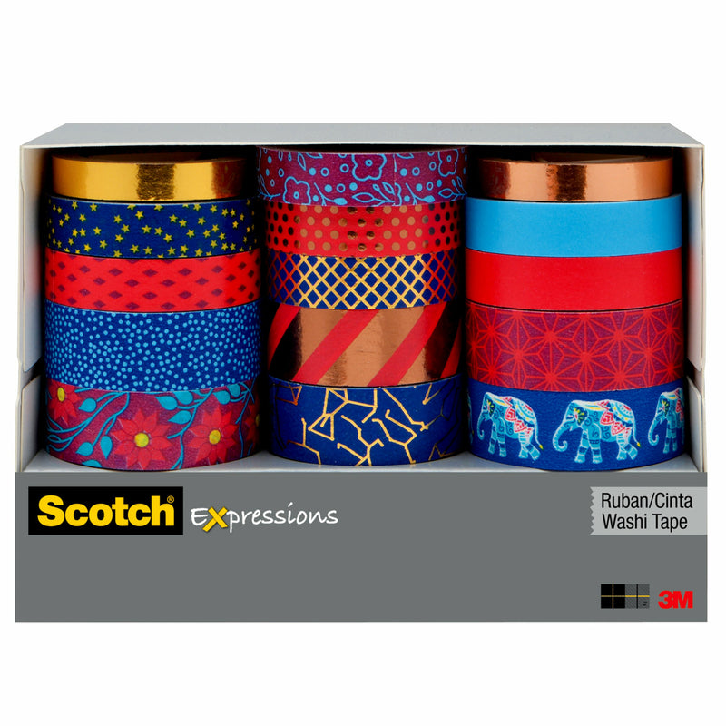Washi Tapes Scotch Washi Tape, Abstract Modern Design, 8 Rolls, Great For Bullet Journaling, Scrapbooking And DIY Décor (C1017-8-P19 Celo Colores