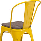 Flash Furniture Metal Stackable Chair with Wood Seat - Yellow-Yellow Powder Coated Frame Finish