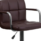 Flash Furniture Contemporary Brown Quilted Vinyl Adjustable Height Barstool with Arms & Chrome Base-Vinyl Wrapped Chrome Arms