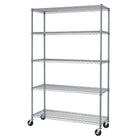 TRINITY 5-Tier Outdoor Wire Shelving Rack with Wheels, Grey (TBF-PS664)-Shelves adjustable in 1" increments